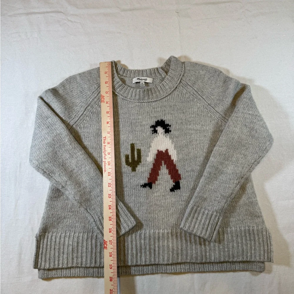 Madewell El Rancho Gray Western Knit Sweater - Made with Supersoft Wool Blend - Picture 4 of 8
